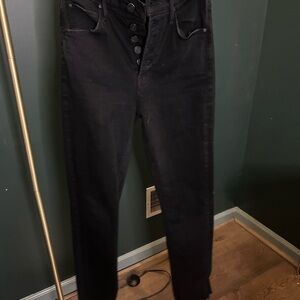 Mother black High-Waisted Button-Fly Jeans